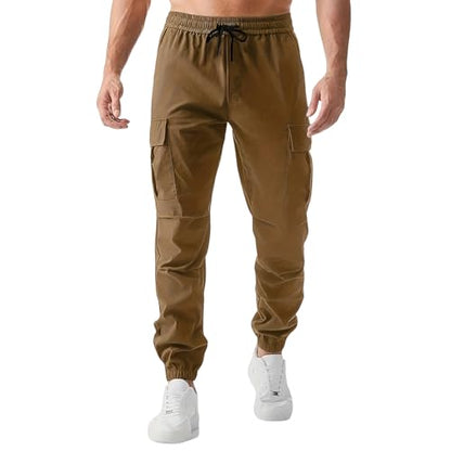 Men's Cargo Pants Canvas Durable Tactical Water Resistant Flap Pockets BDU Travel Camping Tactical Pants for Men - color: A Brown, size: Medium