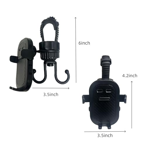 Ezkindheit 2-in-1 Hook & Phone Holder - Universal for Strollers, Bikes - 360° Rotation, Non-Slip Design, Hands-Free Stroller Accessories for Parents.