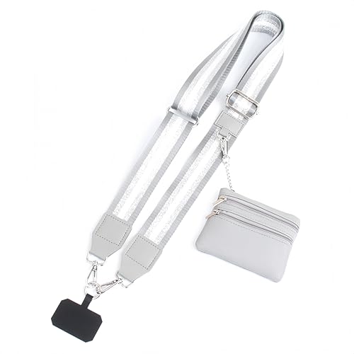 Clip and Go Strap for Phone with Wallet Crossbody - color: Silver Grey