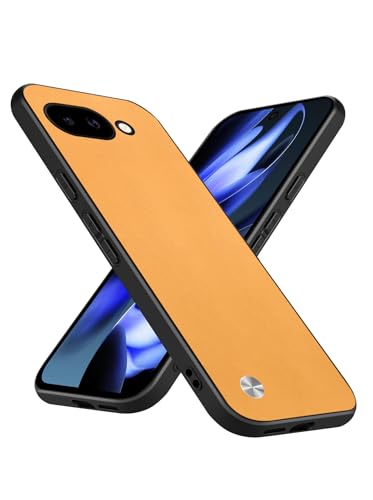 Slim Fit Case for Google Pixel 9a 6.3-Inch 2025, Soft TPU Edges + Faux Leather Back Cover, Anti-Fingerprint Scratch Shockproof Camera Protective for Google Pixel 9a Case (Yellow) - color: Yellow, size: Google Pixel 9a