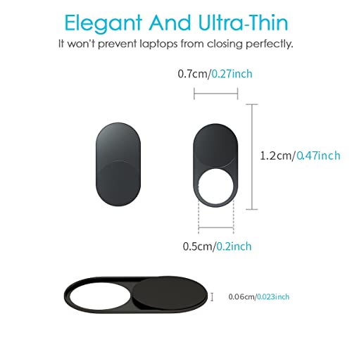 HKDGYHON Laptop Camera Cover Slide, Metal Webcam Cover, Super-Thin 0.023 inch Magnetic Camera Cover Slide, Protect Privacy, Compatible with MacBook, iMac, Laptop, PC, iPad, iPhone - color: Light Black-3 Pack