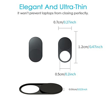 HKDGYHON Laptop Camera Cover Slide, Metal Webcam Cover, Super-Thin 0.023 inch Magnetic Camera Cover Slide, Protect Privacy, Compatible with MacBook, iMac, Laptop, PC, iPad, iPhone - color: Light Black-3 Pack