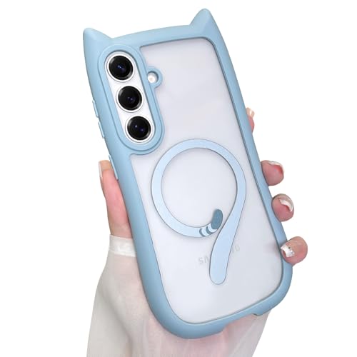 AIGOMARA Cute Case for Samsung Galaxy S26 Plus Case with Cat Ears, Blue | Kawaii Magnetic Kitty Tail Design [Compatible with MagSafe] Clear Aesthetic Drop Proof Phone Cover for Women Girls - color: Blue, size: Samsung Galaxy S26 Plus