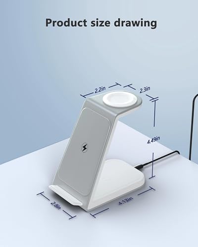 15W Fast Wireless Charging Station,Compact Size, Dual Coil Multi-Angle Charging Compact Size, for Galaxy Phone/Watch/Buds(Silver)
