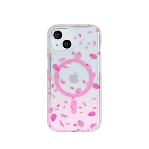 Tech21 FlexQuartz Phone case for iPhone 17e, iPhone 15 - Compatible with MagSafe - 15x Military Standard Protection - Cherry Blossom Design - color: Pink, size: iPhone 15