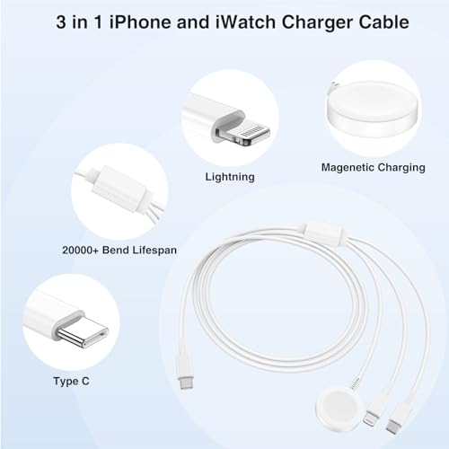 QZIIW 20W Apple Watch Charger,Apple Watch Magnetic Fast Charger USB C Cable - color: White