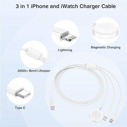 QZIIW 20W Apple Watch Charger,Apple Watch Magnetic Fast Charger USB C Cable - color: White