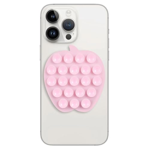 CIEO SuctionPhone Grip, Strong Silicone Suction,Strawberry Sticky Grip,Suitable for Selfies and Videos on Mirrors, Bathrooms and Smooth Surfaces, Compatible with iPhone (Light Pink) - color: Light Pink