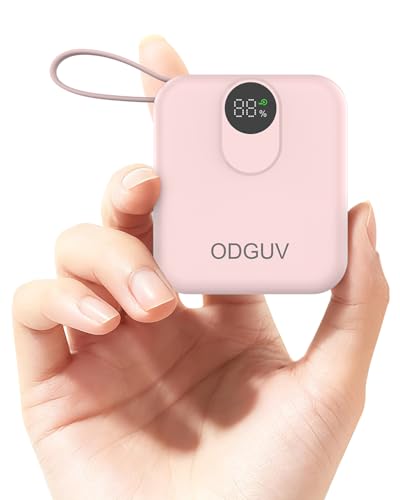 Small Portable Charger with Built-in Cables,22.5W Fast Charging Power Bank,USB-C Mini Battery Pack 10000mAh,Travel Essential Powerbank for iPhone Samsung Android MacBook iPad,Pink - color: pink
