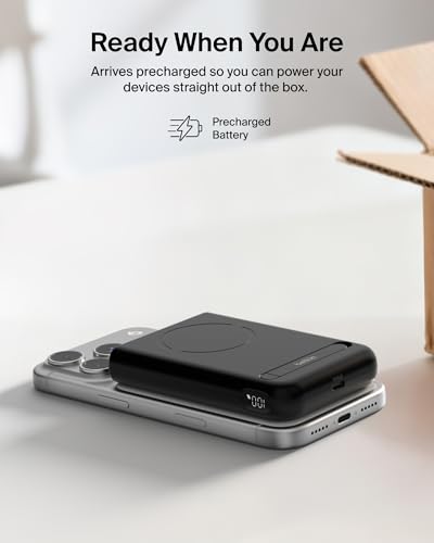 Belkin 10000mAh Qi2.2 25W MagSafe Power Bank w/Kickstand & Display - color: Black
