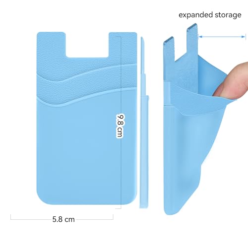 SS Phone Wallet, Phone Card holder for Phone Case Credit Card Holder Stick on, Navy Pastel Blue - color: Navy+ Paste+l Blue