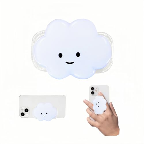 Phone Grip Cute 2D Cloud Shape Collapsible Expandable, Smartphone Tablet Cell Phone Grip Stand Holder (Blue) - color: Blue