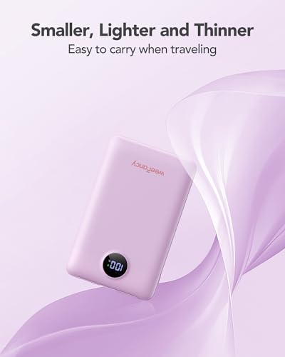 Mini Portable Charger with Built-in Cables 22.5W Fast Charging Power Bank USB-C Small Battery Pack 10000mAh Travel Essential Slim Battery for iPhone 17/16/15/14, Samsung 25/24, and More - color: Purple