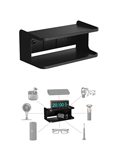 Bedside Wall Shelf Organizer, Small Bedside Shelf, (Black) - color: Black