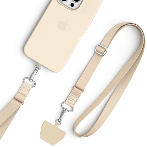 Lamicall Phone Lanyard Crossbody, Wide Adjustable Anti-Theft Strap 2 Pack - color: Beige