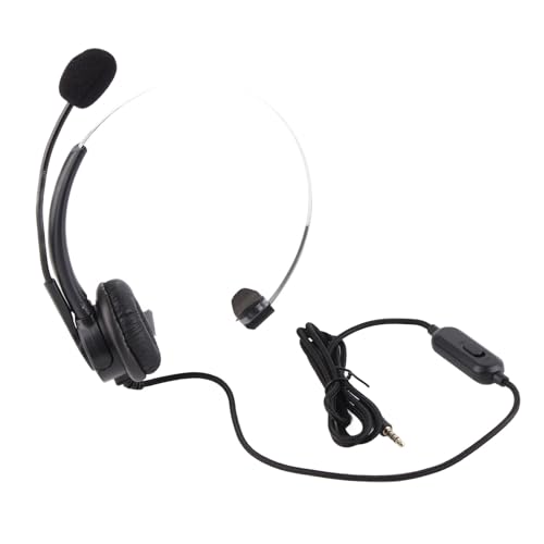 Wired Trucker Headsets, Mono Headset with Noise C Phone, 3.5mm Call Center Headset for Cellphone Laptop, Volume Control for Clear Calls, Comable Earph for Hours Use