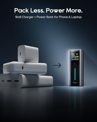 CUKTECH 65W Power Bank, 2-in-1 9000mAh Battery Pack with Built-in Wall Plug - color: 10 Fusion