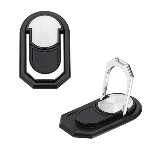 PATIKIL 2PCS Phone Ring Holder, Cellphone Ring Holder Finger Grip Stand 360 Rotation with Adhesive Backing Kickstand for Back of Phone Tablet Car Mount, Black - color: Black