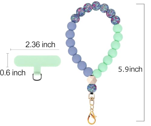 VICHUNHO Marble Silicone Beaded Phone Wrist Strap, Cellphone Lanyard with Tether Tab, Elastic Hands-Free Wristlet Bracelet - color: Colored Stone