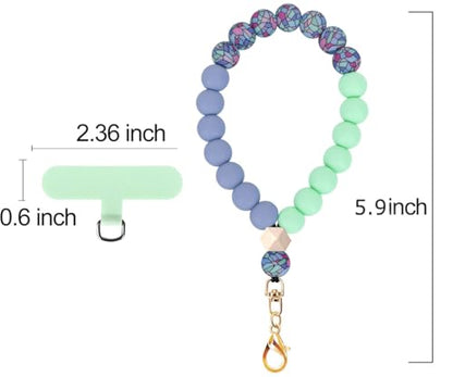 VICHUNHO Marble Silicone Beaded Phone Wrist Strap, Cellphone Lanyard with Tether Tab, Elastic Hands-Free Wristlet Bracelet - color: Colored Stone