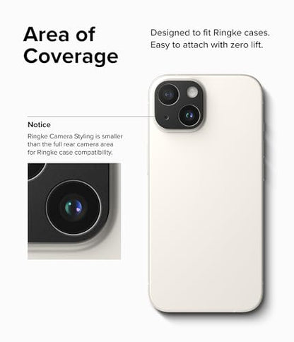 Ringke Camera Styling [Make the Phone Look Better] Compatible with iPhone 15 Camera Lens Protector and iPhone 15 Plus Camera Lens Protector, Protective Stylish Aluminum Frame - Black - size: iPhone 15 & 15 Plus