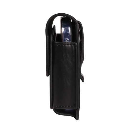 Cell Phone Belt Clip Pouch Leather, Cell Phone Waist Bag Men Small, Horizontal Leather Phone Waist Holder Bumbag Wallet with Belt Clip Loop and Card Holder Smartphone Sport Travel Pocket Purse - color: Black