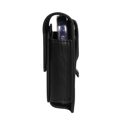 Cell Phone Belt Clip Pouch Leather, Cell Phone Waist Bag Men Small, Horizontal Leather Phone Waist Holder Bumbag Wallet with Belt Clip Loop and Card Holder Smartphone Sport Travel Pocket Purse - color: Black