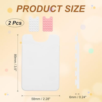 uxcell 2 Pack Suction Phone Card Holder, Silicone Suction Cup Phone Grip Card Holder Mount with Card Slot for Cellphone, Pink/White - color: Pink/White
