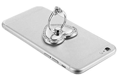 Cell Phone Ring Holder Grip Turns 360° Degrees & 180° Degrees Adjustable to Fit Your Needs Helps Stabilize Phone for Selfies and Wall Hook 4 Colors Available Heart Design 62902 (D - Silver)