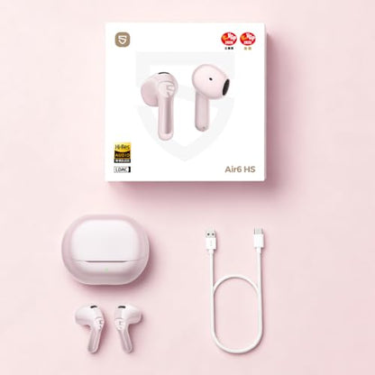 SoundPEATS Air6 HS LDAC Hi-Res Wireless Earbuds, Bluetooth 6.0, 13mm Driver - color: Pink