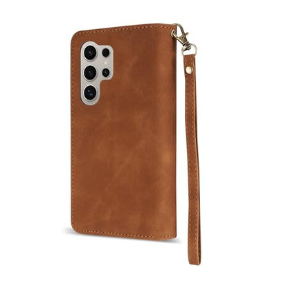 ZZXX Samsung Galaxy S24 Ultra 6.8 inch PU Leather Wallet Case with RFID Blocking, Card Slot, Kickstand (Brown) - color: Brown, size: Samsung Galaxy S24 Ultra