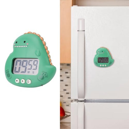 CCYLEZ Kids Timer, Cute Dinosaur Shape with Large LCD Display Digital Countdown Stopwatch for Children Teachers Students ABS Plastic Green - color: Green