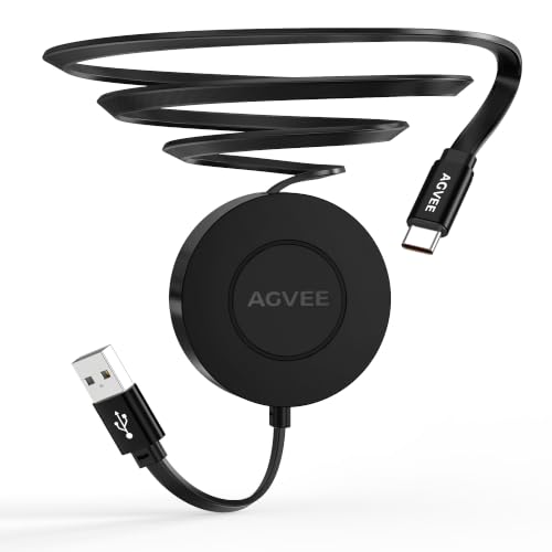 AGVEE 1.6ft Fixed / 3.3ft Extend Single-End Retractable USB C Cable - size: 1.6ft Fixed / 3.3ft Extend