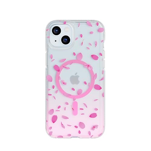 Tech21 FlexQuartz Phone case for iPhone 15 Plus - Compatible with MagSafe - 15x Military Standard Protection - Cherry Blossom Design - color: Pink, size: iPhone 15 Plus