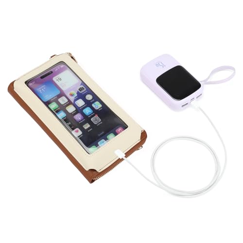 GOIACII Phone Purse Crossbody Bags for Women Small Travel Wallet Touch Screen RFID Blocking - color: A06 White and Brown
