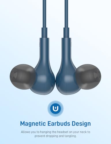 USB C Headphones for Apple/iPhone Duo 18 17 16 15 Wired Earbuds with Case - color: Lake Blue