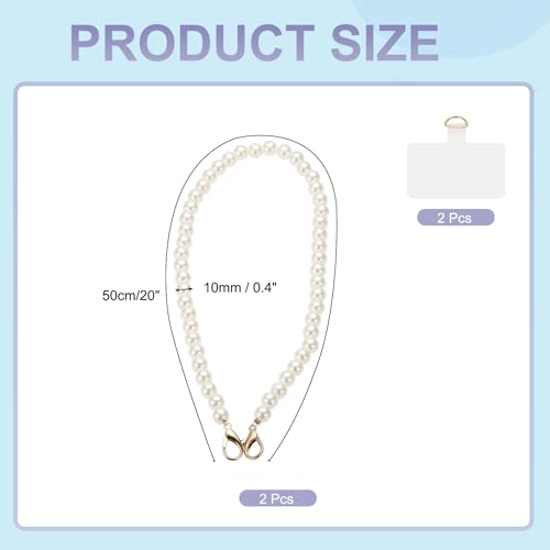 uxcell Phone Wrist Strap, Cellphone Pearl Chain with Tether Tabs & Clasp, Pearl Purse Chains - color: Gold Clasp, size: 8 Inch