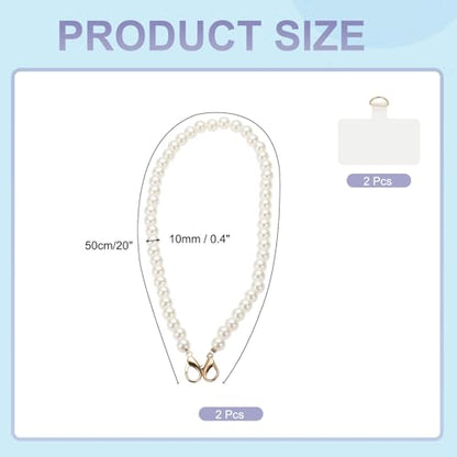 uxcell Phone Wrist Strap, Cellphone Pearl Chain with Tether Tabs & Clasp, Pearl Purse Chains - color: Gold Clasp, size: 8 Inch