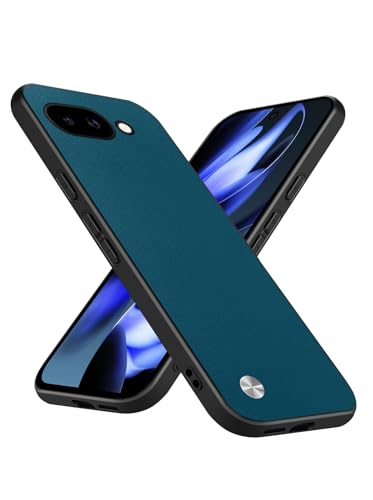 Slim Fit Case for Google Pixel 9a 6.3-Inch 2025, Soft TPU Edges + Faux Leather Back Cover, Anti-Fingerprint Scratch Shockproof Camera Protective for Google Pixel 9a Case (Blue) - color: Blue, size: Google Pixel 9a