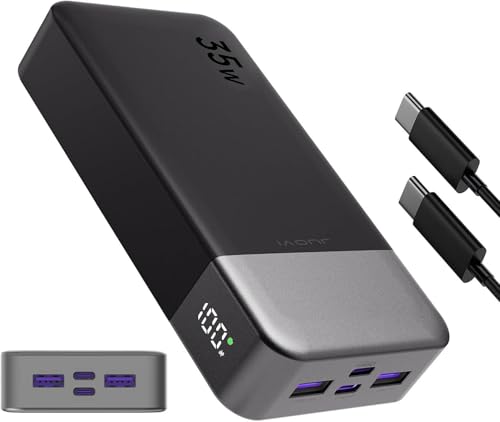 JUOVI Portable Charger 35W 20000mAh Power Bank - color: Black