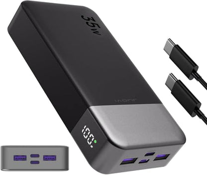 JUOVI Portable Charger 35W 20000mAh Power Bank - color: Black