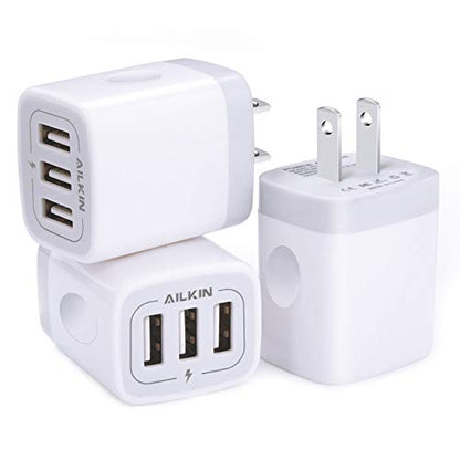 Wall Charger USB Charger Adapter 3.1A/3Pack Muti Port Fast Charging Station - color: White