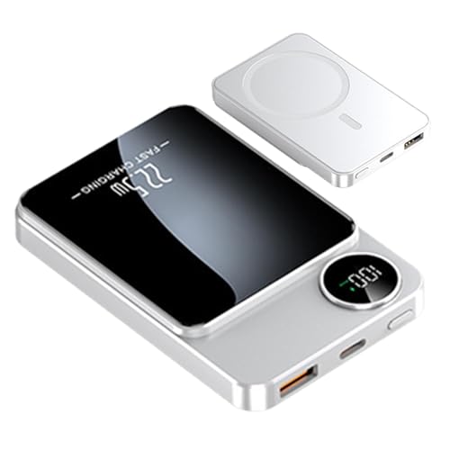 Wireless Charger Pad 20000mAh, Magnetic Fast Charging Hub for Phone Earbuds Smart Watch, Portable Power Bank Charger for Desk Home Office Travel Device - color: White
