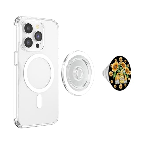 Cute Sunflower Pattern For Gardener And Women Floral Gnome PopSockets PopGrip for MagSafe - style: Magnetic PopGrip