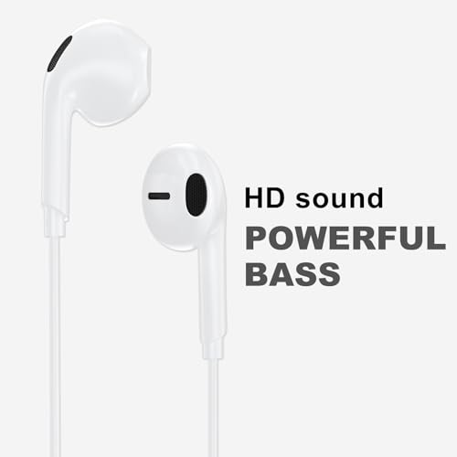 2 Pack Wired Earbuds with 3.5mm AUX Plug Headphones,Earphones with Microphone, Corded for 3.5mm Jack Ear Buds for iPhone, Samsung, Computer, Laptop, School Students, Women, Small Ear (White) (White)