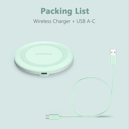 Yootech Wireless Charger,10W Max Wireless Charging Pad(No AC Adapter) | Compatible with iPhone 17/17 Pro/17 Pro Max/Air/16/15/14/13/SE 2022/12/11,Samsung Galaxy S25/S24/S23,for AirPods Pro 3 - color: Mint Green
