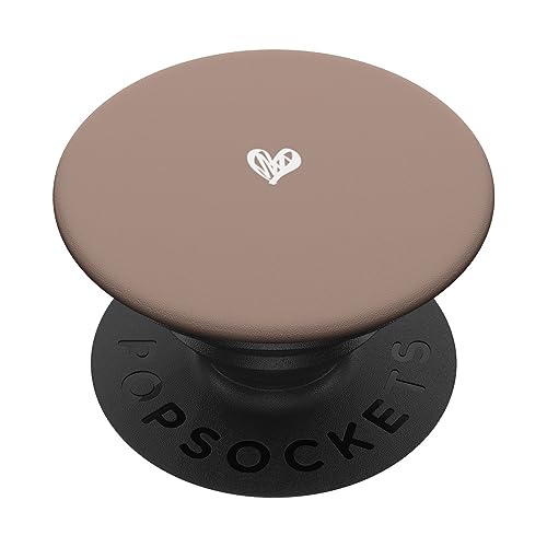 Cute Mocha Brown Heart Love Minimalist PopSockets Adhesive PopGrip - style: Adhesive PopGrip