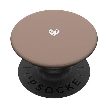 Cute Mocha Brown Heart Love Minimalist PopSockets Adhesive PopGrip - style: Adhesive PopGrip