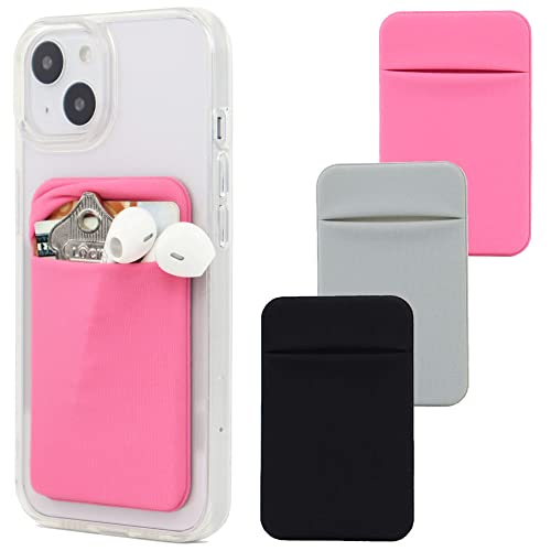 Fulgamo Phone Wallet Stick on,Card Holder for Phone Case,Phone Card Holder - color: Pink,Black,Grey