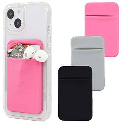 Fulgamo Phone Wallet Stick on,Card Holder for Phone Case,Phone Card Holder - color: Pink,Black,Grey